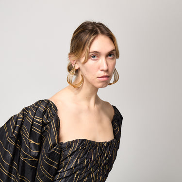 1992 Runway Guy Laroche Haute Couture Gold Exaggerated Hoop Earrings