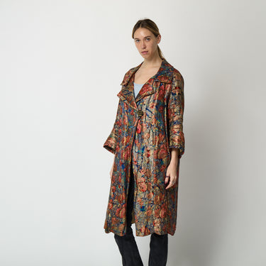 1930s Rainbow Floral and Gold Lame Jacket with Cream Silk Lining
