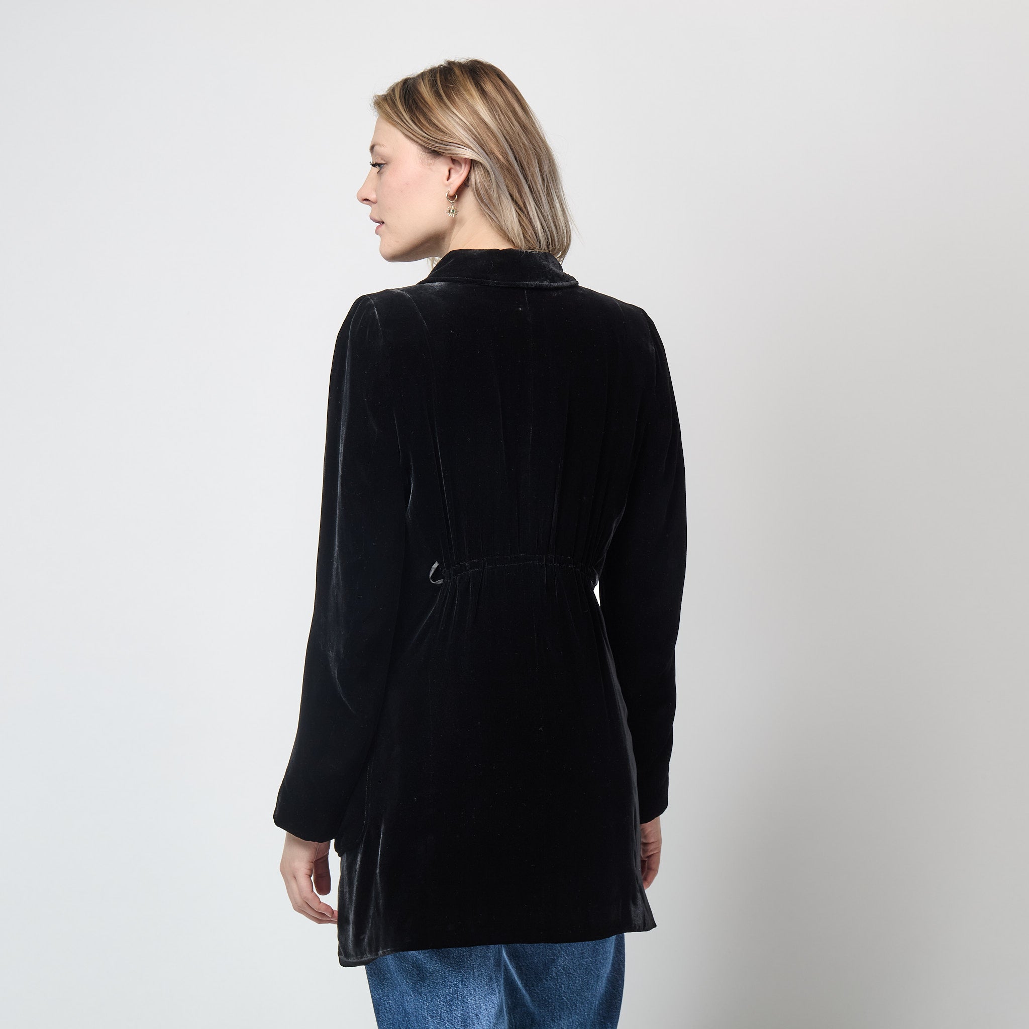 ANN DEMEULEMEESTER 90s ワイドラペルジャケットXS 1990s Ann Demeulemeester Silk Velvet Long Line Jacket – CIRCA VINTAGE