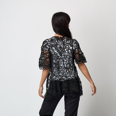 1900s Edwardian Black Tape Lace Open Jacket