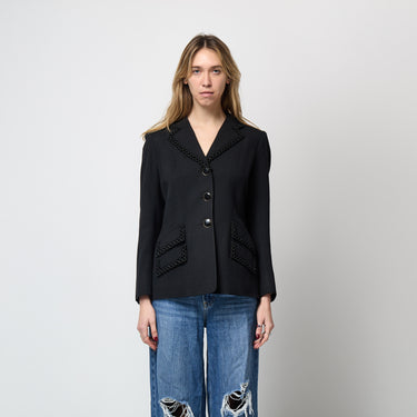 1940s Lanvin Haute Couture Black Wool and Braid Work Jacket