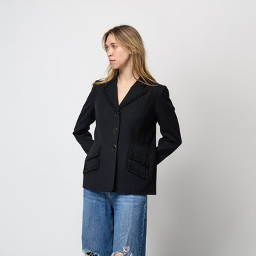 1940s Lanvin Haute Couture Black Wool and Braid Work Jacket