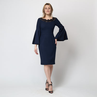 2010s Dolce & Gabbana Alta Moda Navy Dress with Flared Sleeves