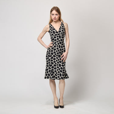 2000s Valentino Monochrome Embroidered Cotton Dress