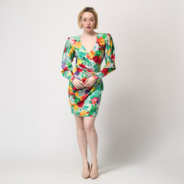 1980s Ungaro Parallele Floral Wrap Mini-Dress