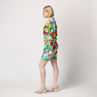 1980s Ungaro Parallele Floral Wrap Mini-Dress