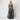 1990s Badgley Mischka Gunmetal Silver Ball Gown with Sequinned Bodice