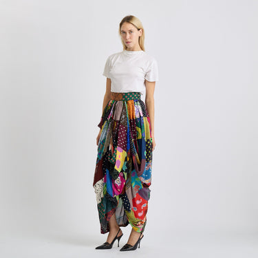 1993 Dolce & Gabbana Runway Patchwork Tulip Maxi Skirt
