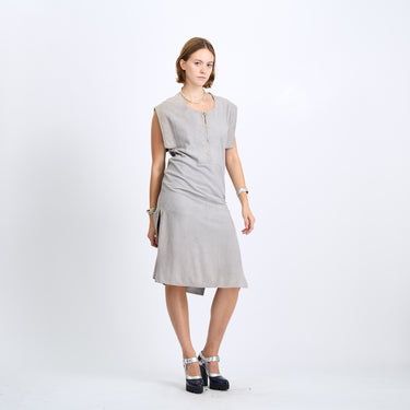 1970s Gucci Soft Grey Suede Utility Style Dress