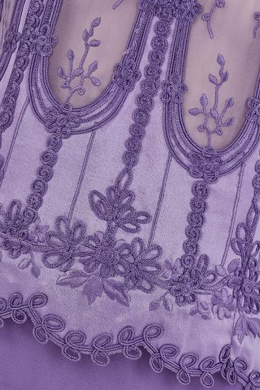 1996 Valentino Runway Purple Sleeveless Beaded Top and Maxi-Skirt