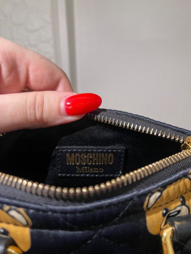 2015 Moschino Runway Teddy Bear Print Mini Bag