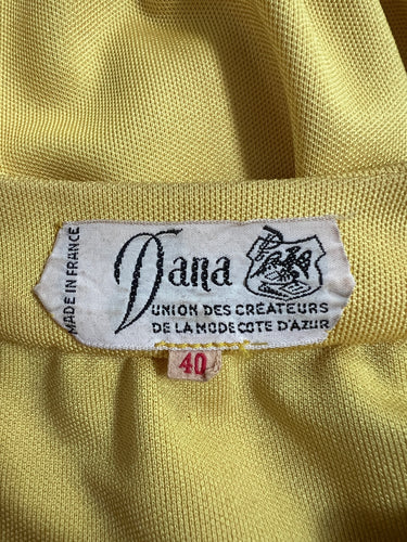ARCHIVE - 1970s Dana Yellow Jersey Crop Top and Trousers with Braid Detail