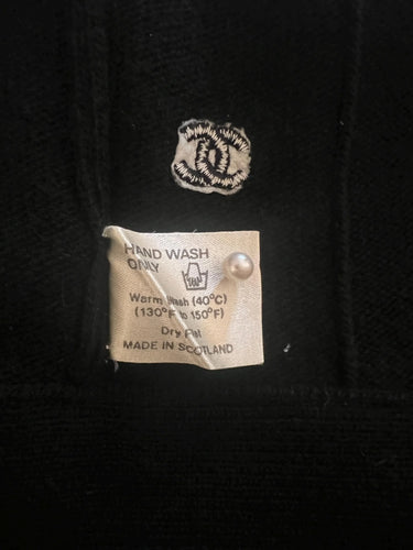 ARCHIVE - Fall 1983 Chanel Black Cashmere Cardigan with Satin Trim