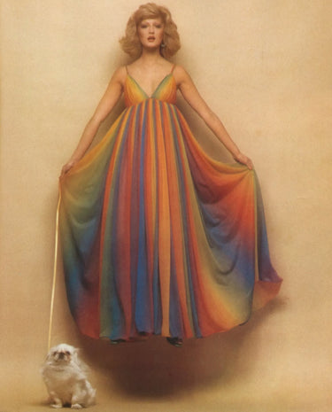 1974 Documented Jean Varon Rainbow Maxi Dress