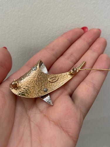 1980s Michele Lynn Modernist Gold and Silver Geometric Brooch