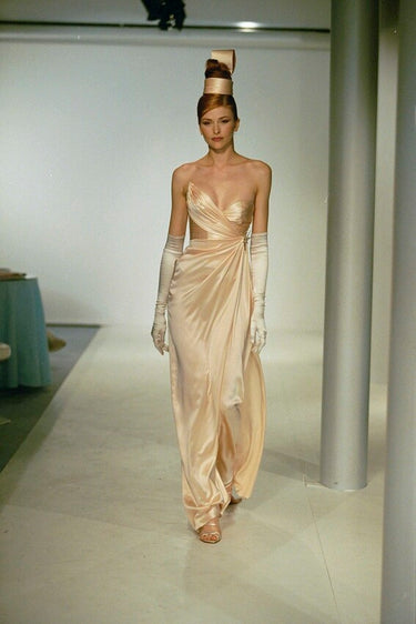 1999 Thierry Mugler Runway Documented Pale Pink Satin Gown