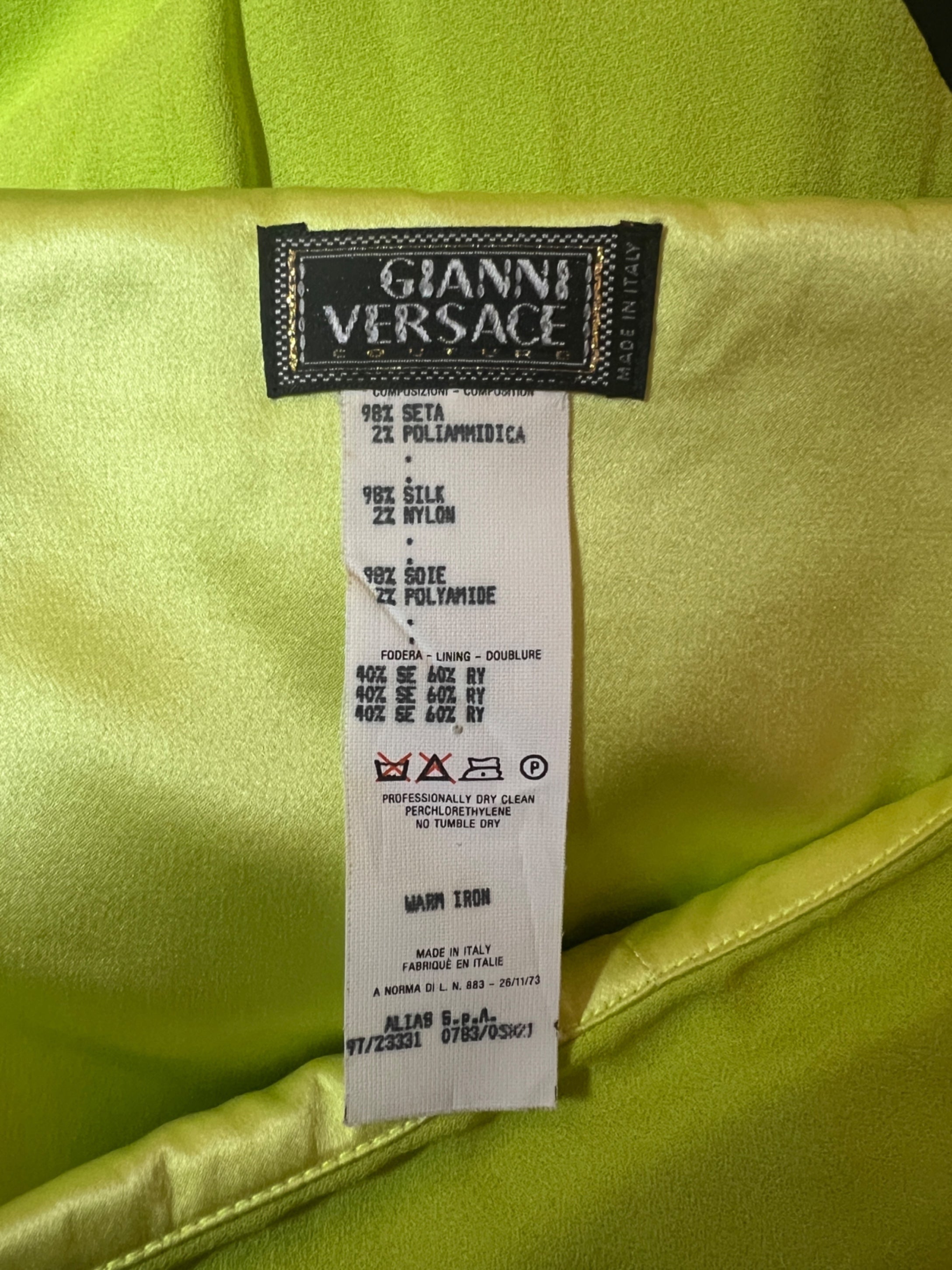Green Versace Robe 1997 Runway Documented Versace Lime Green Embellished Dress – CIRCA VINTAGE