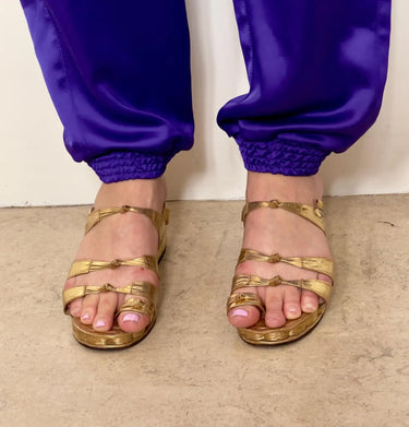 1940s Gemrich Gold Leather Wedge Sandals