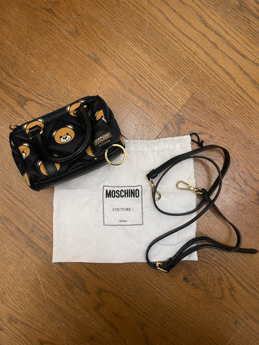 2015 Moschino Runway Teddy Bear Print Mini Bag