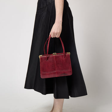 1960s Marquessa Red Lizard Leather Top Handle Bag