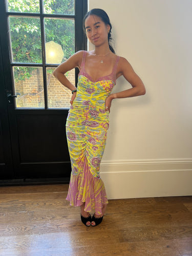 ARCHIVE - Y2K Emanuel Ungaro Yellow Floral Print Slip Dress
