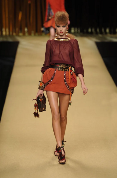 2009 Louis Vuitton Runway Leopard Print Leather Obi Waist Belt