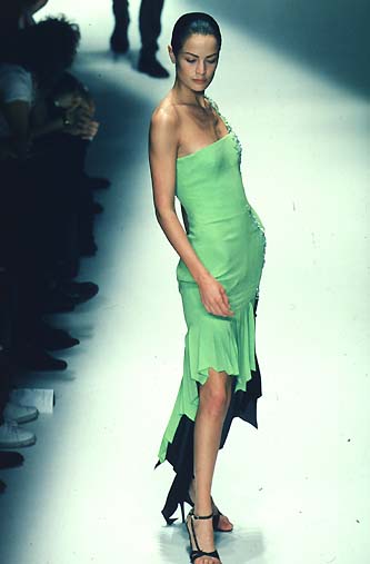 1997 Runway Documented Versace Lime Green Embellished Dress 1997 Runway Documented Versace Lime Green Embellished Dress