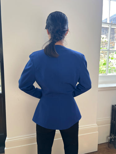 1990s Thierry Mugler Couture Blue Wool Jacket