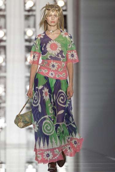 ARCHIVE - Fall 2001 Runway Documented Dior Floral Silk Sequinned Dress