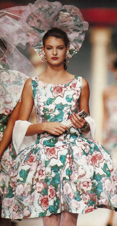 ARCHIVE - 1988 Runway Documented Karl Lagerfeld Floral Marie Antoinette Dress