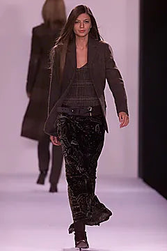 2001 Ralph Lauren Collection Runway Paisley Velvet Maxi Dress