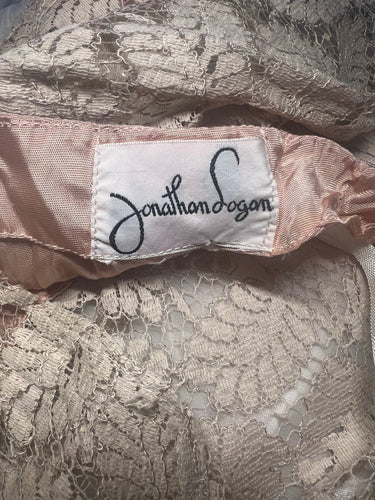 ARCHIVE - 1950s Jonathan Logan Lace Bodice and White Chiffon Dress