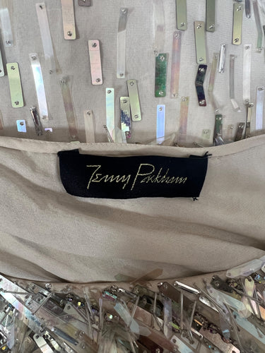 ARCHIVE - 2010s Jenny Packham White and Gold Palette Sequin Maxi Dress