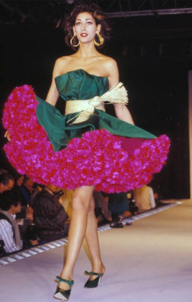 1992 Runway Guy Laroche Haute Couture Gold Exaggerated Hoop Earrings
