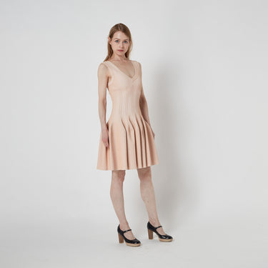 2013 Alaia Peachy Pink Knit Sculptural Skater Dress