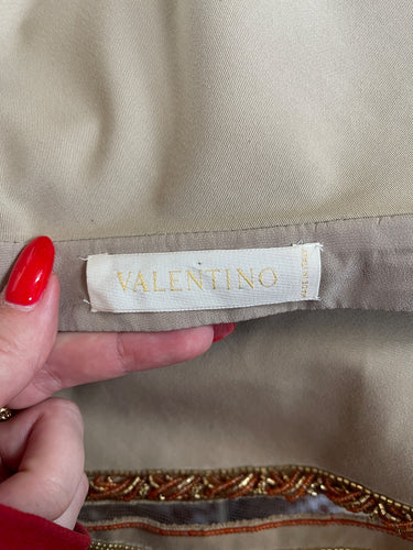 2005 Valentino Runway Documented Beige Skirt with Orange Beadwork