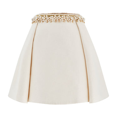 2016 Maison Lilly Ibrahim Couture Textured Gold and Cream Skirt and Top Set