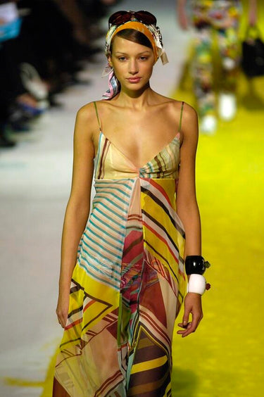 ARCHIVE - 2006 Christian Lacroix Runway Striped Patchwork Dress