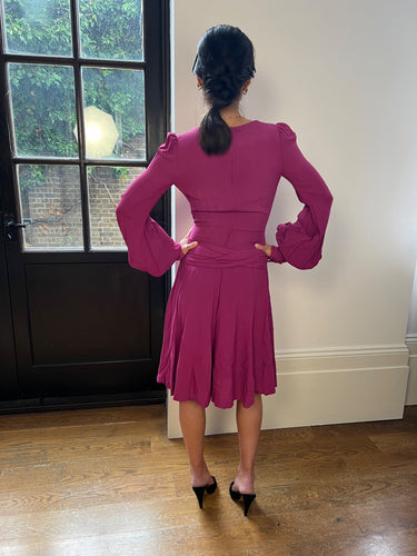 ARCHIVE - 1960s Biba Crepe Fuchsia Long Sleeve Dress