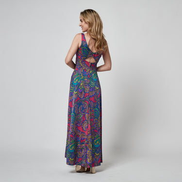 1970s Rose Marie Reid Colourful Paisley Print Maxi Dress