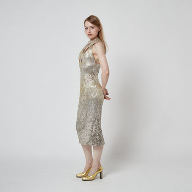 2016 Julien MacDonald Runway Champagne Paillette Cage Bodycon Dress