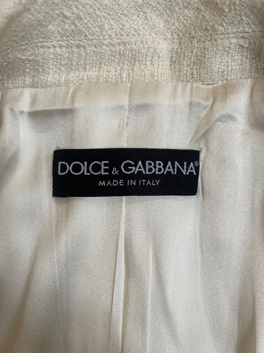 2010s Dolce and Gabbana Cream Dress Suit with Appliqué Work