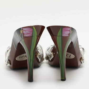 2000s Galliano for Dior Hand Painted Wood and Silver Leather Shoes