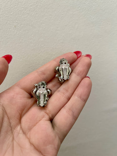 1950s Weiss Silver Crystal Clip On Earrings