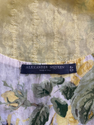 2005 Alexander McQueen Runway Yellow Patchwork Dress