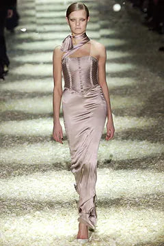 2003 Tom Ford for Gucci Runway Pink Strapless Corset Maxi Dress