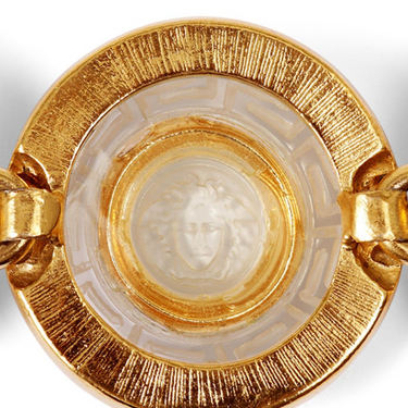 1991 Versace Gold Medusa Chain Belt With Frosted Glass and Diamantés