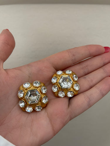1980s Chanel Gold and Crystal Earrings