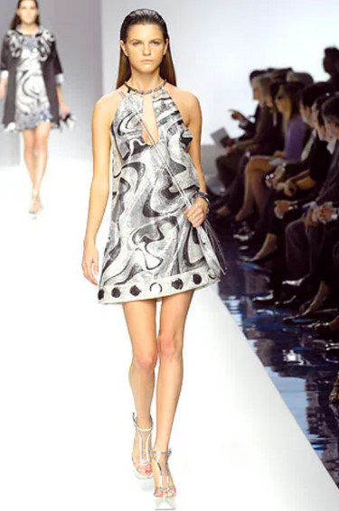 2007 Pucci Runway Black and White Linen Cotton A-Line Dress
