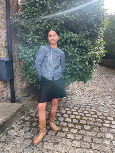 Veste de motard en cuir gris Balenciaga par Nicolas Ghesquière, 2012